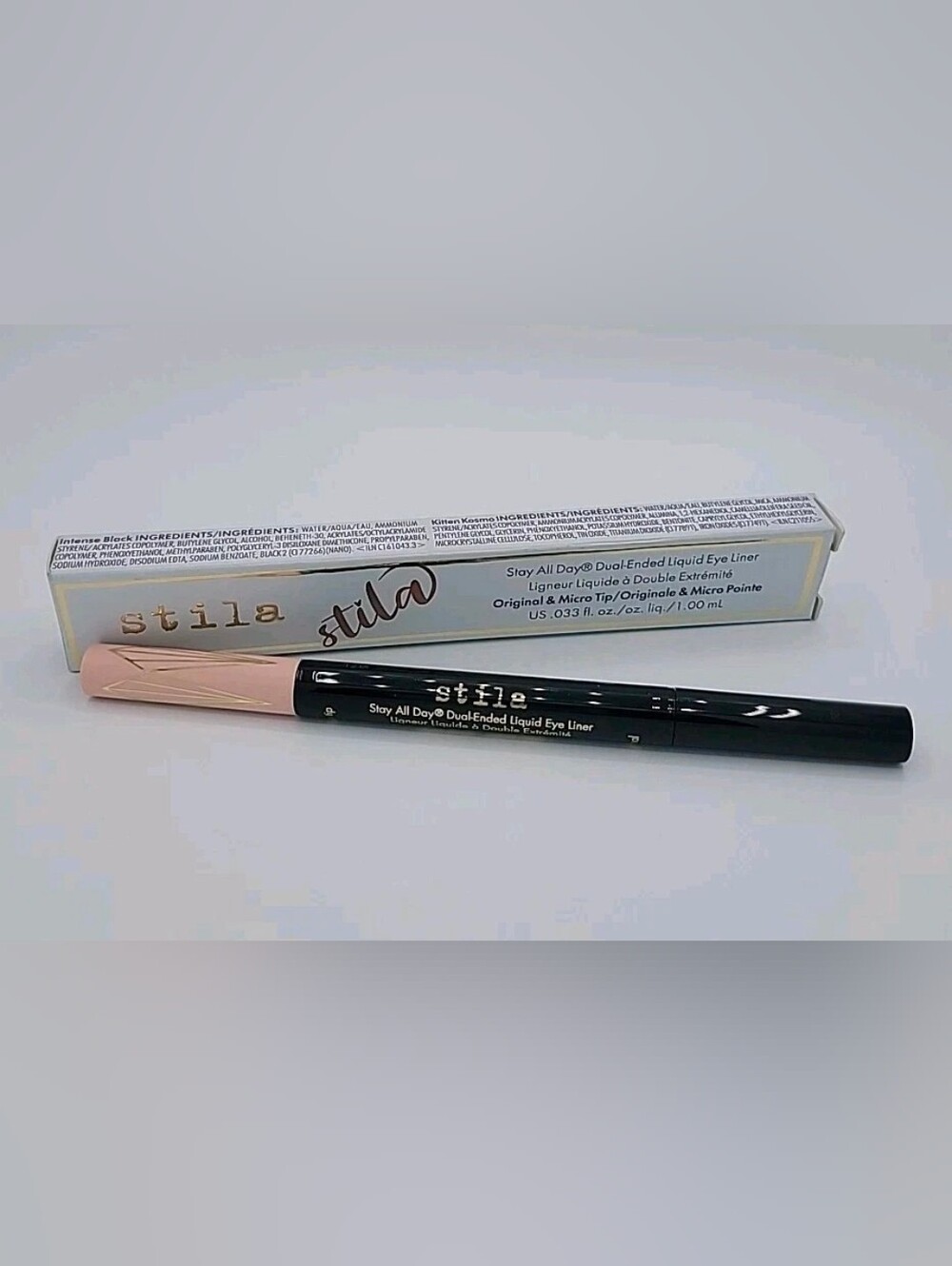 NIB STILA Stay All Day Dual Ended Liquid Eyeliner - Intense Black/Kitten Kosmo